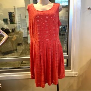Enfocus deep coral eyelet dress